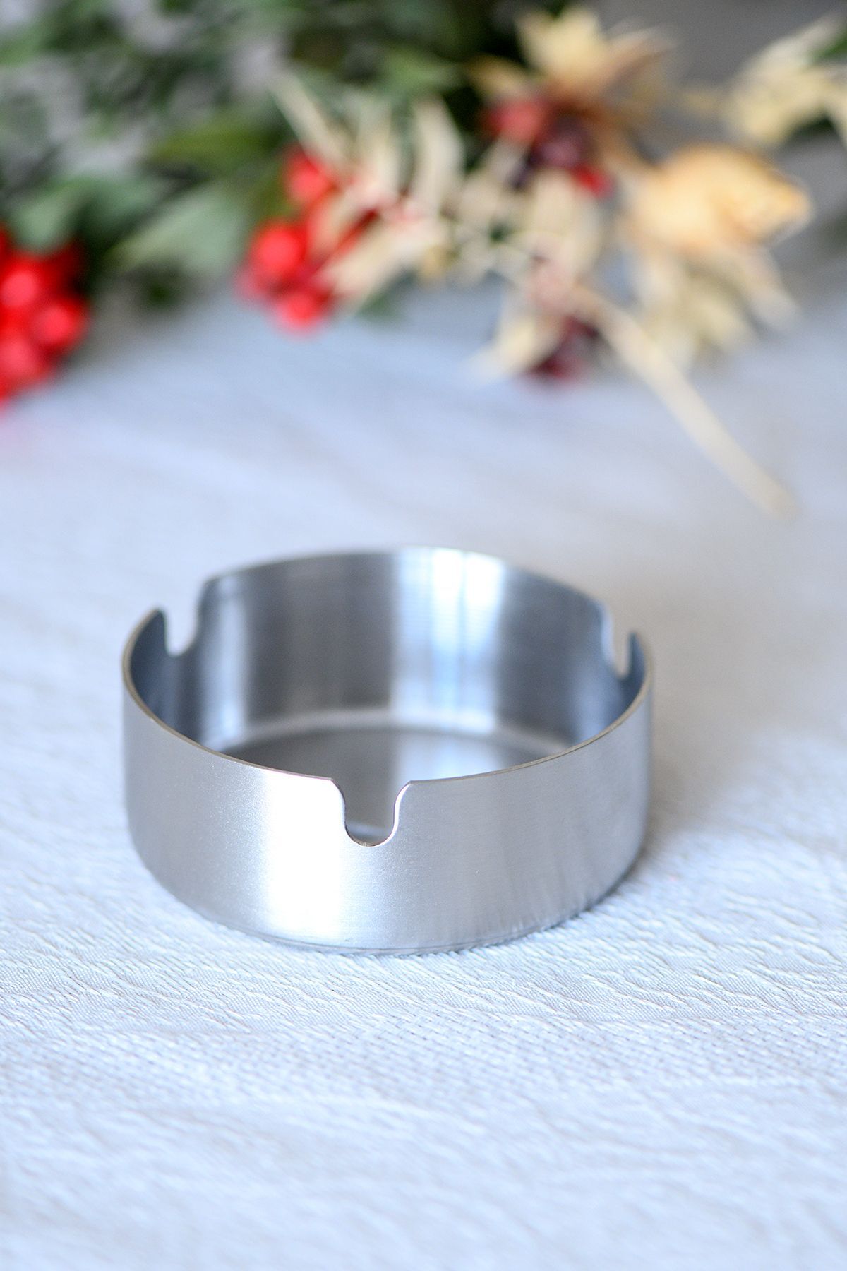 Mucit Home Gümüş Renk Yuvarlak Çelik Küllük