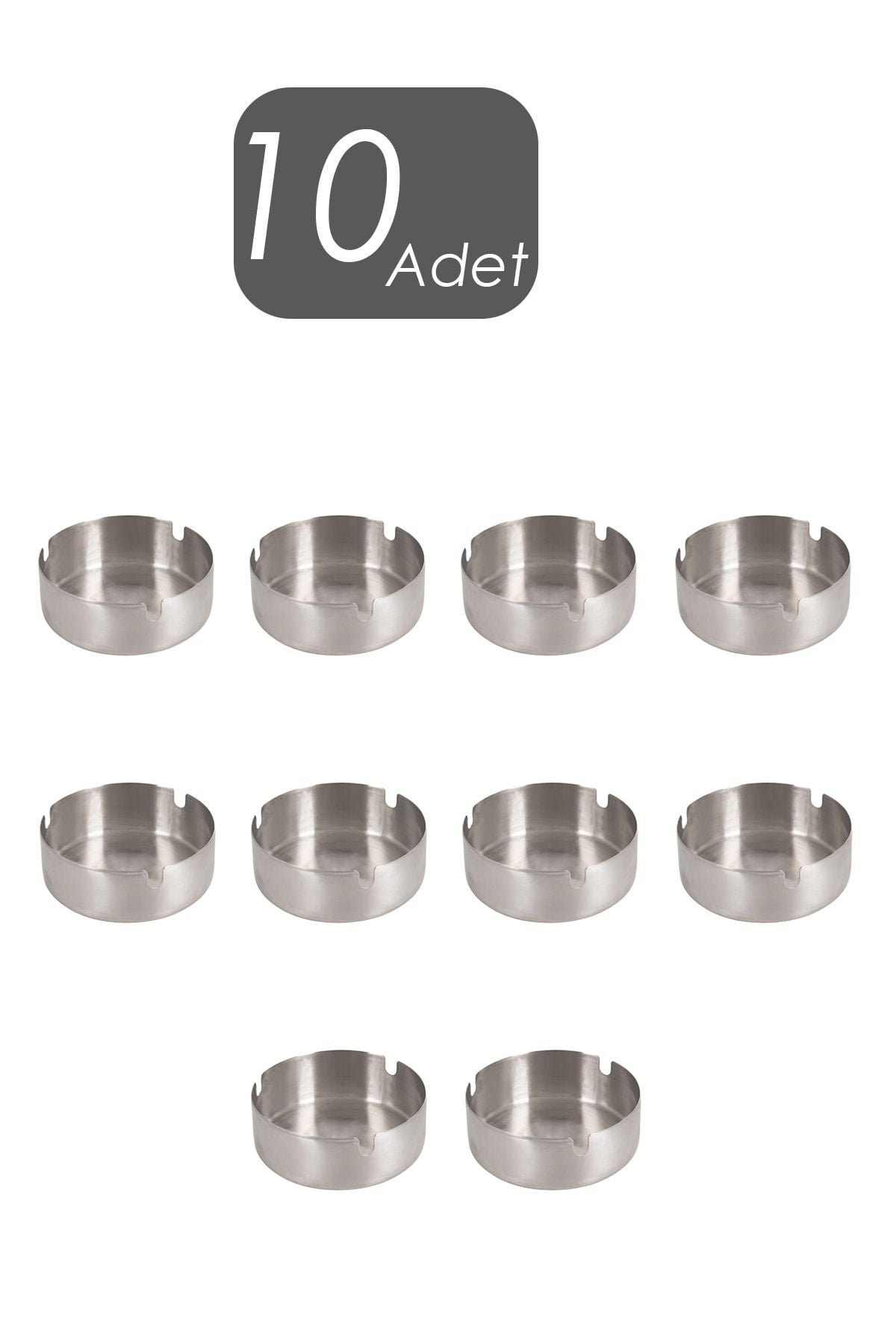 Mucit Home Küllük Metal Küllük Paslanmaz Çelik 10 Lu Kül Tablası Küllük Seti