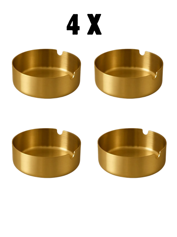 Mucit Home Gold Paslanmaz Çelik 4lü Kül Tablası Küllük Seti