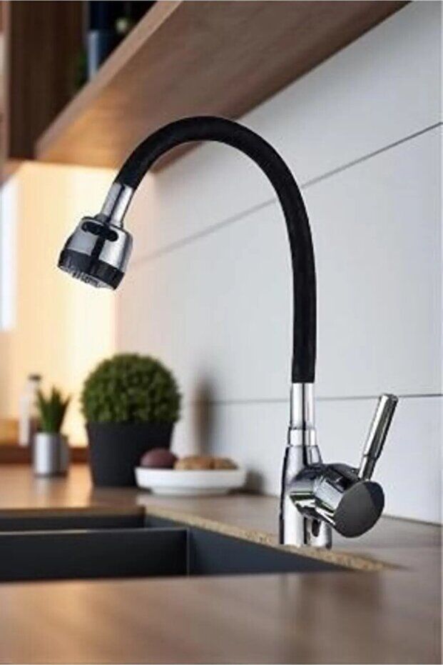 Mucit Home Siyah Renkli Oynar Başlıklı Tasarruflu Silikon Musluk Başlığı Kubar