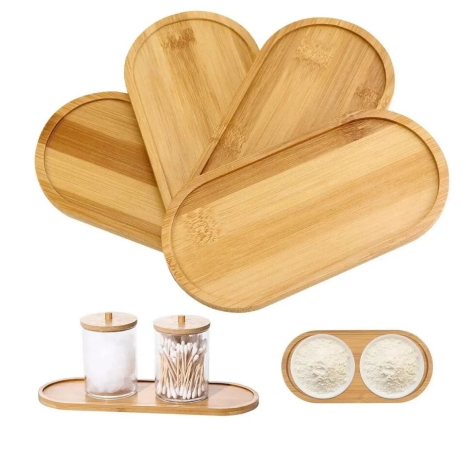 Mucit Home Bambu Oval Sunum Ve Servis Tepsisi - Ahşap Tepsi - Yağdanlık Altlığı