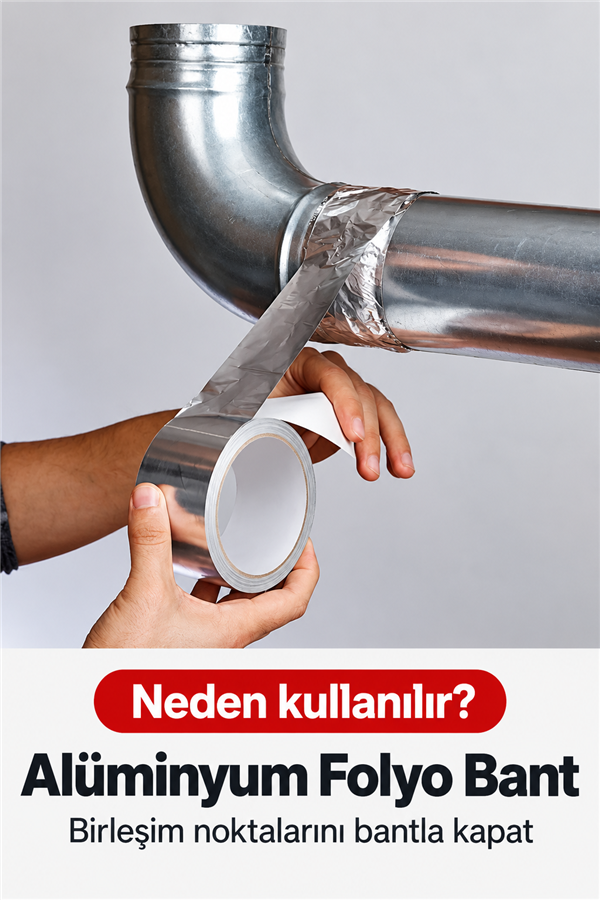Mucit Home Metalik Bant Güçlü Yapışkanlı Alüminyum Folyo Baca Isı Yalıtım Bandı Havalandırma Bandı