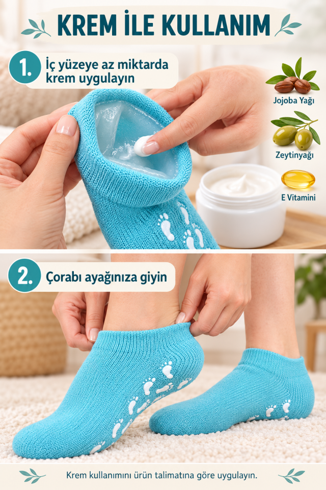 Mucit Home Kaymaz Tabanlı Jel Bakım Çorabı Jojoba Yağı, Zeytinyağı ve E Vitaminli Çorap