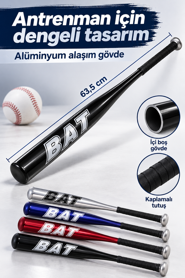Mucit Home Beyzbol Sopası Uzun Ömürlü Dayanıklı Sağlam Alüminyum 63,5 Cm