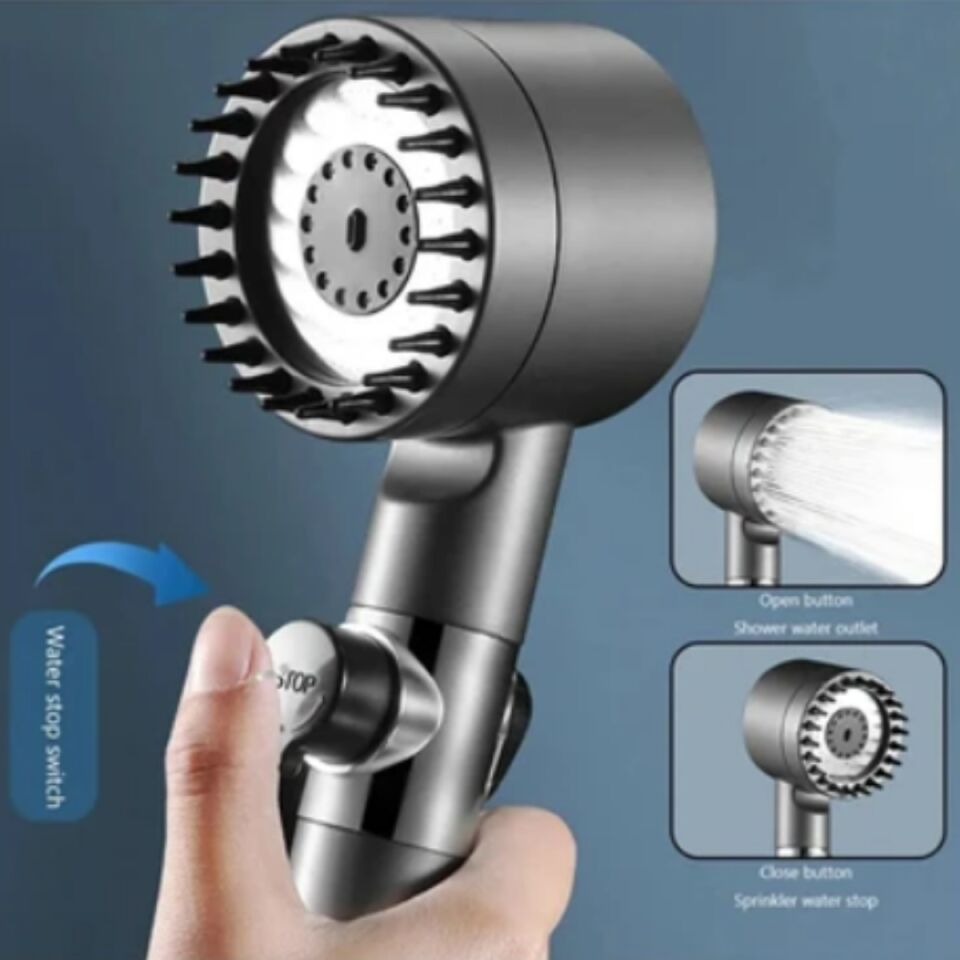 Mucit Home   3 Fonksiyonlu Start Stop Tuşlu Filtreli Basınçlı Masaj Etkili Duş Başlığı