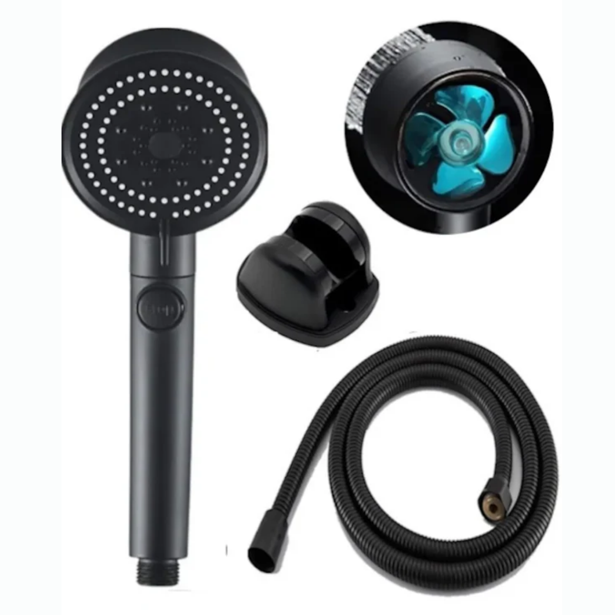 Mucit Home   Turbo 5 Fonksiyonlu Pervaneli Mafsallı Duş Seti - Ayarlanabilir Duş Başlığı