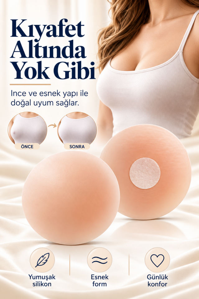 Mucit Home 1 Çift Göğüs Ucu Kapatıcı Silikon Gizleyici Bant Aparat Sütyen Göğüs Ucu Gizleme Bandı