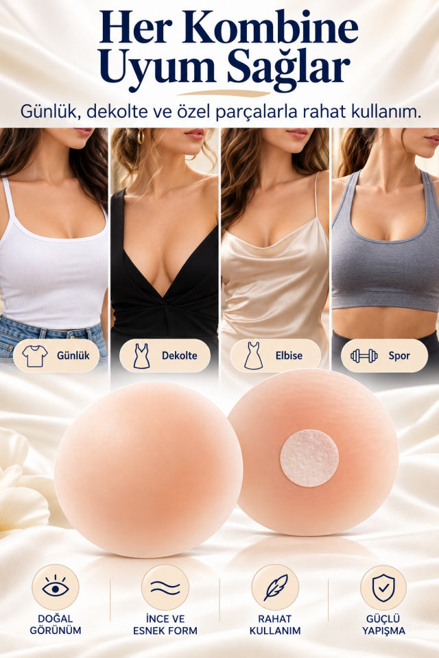Mucit Home 1 Çift Göğüs Ucu Kapatıcı Silikon Gizleyici Bant Aparat Sütyen Göğüs Ucu Gizleme Bandı