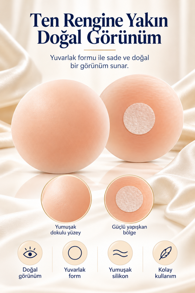 Mucit Home 1 Çift Göğüs Ucu Kapatıcı Silikon Gizleyici Bant Aparat Sütyen Göğüs Ucu Gizleme Bandı