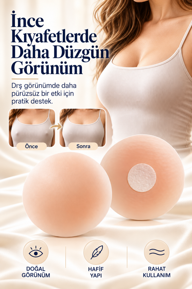 Mucit Home 1 Çift Göğüs Ucu Kapatıcı Silikon Gizleyici Bant Aparat Sütyen Göğüs Ucu Gizleme Bandı