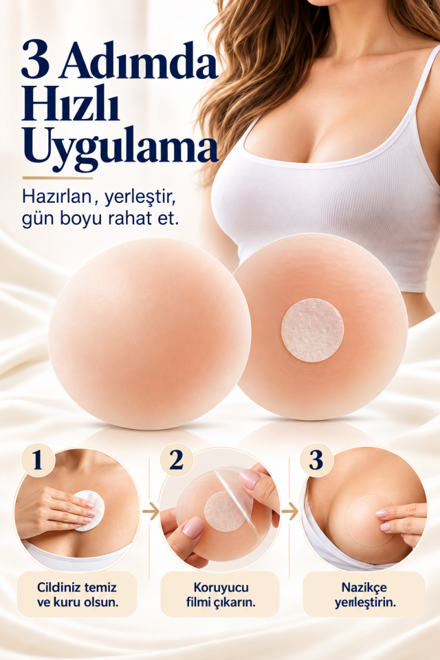 Mucit Home 1 Çift Göğüs Ucu Kapatıcı Silikon Gizleyici Bant Aparat Sütyen Göğüs Ucu Gizleme Bandı