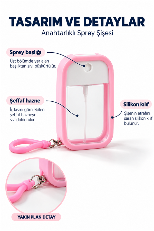 Mucit Home Silikon Kılıflı Anahtarlıklı Sprey Şişesi