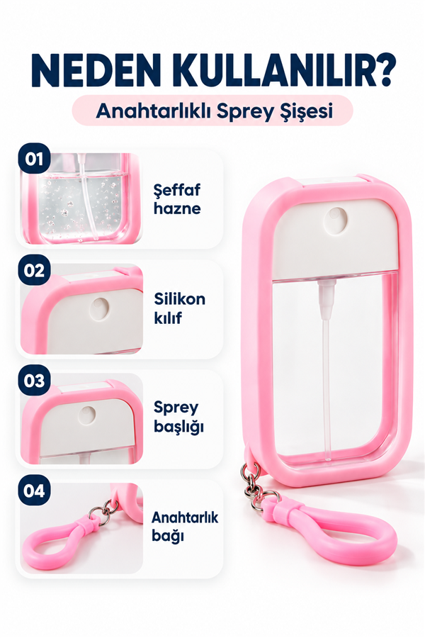 Mucit Home Silikon Kılıflı Anahtarlıklı Sprey Şişesi