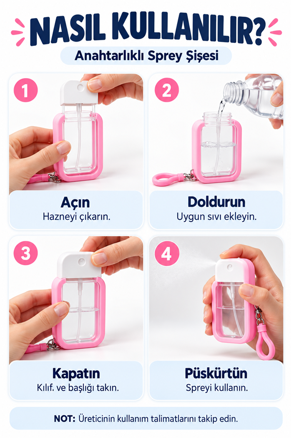 Mucit Home Silikon Kılıflı Anahtarlıklı Sprey Şişesi