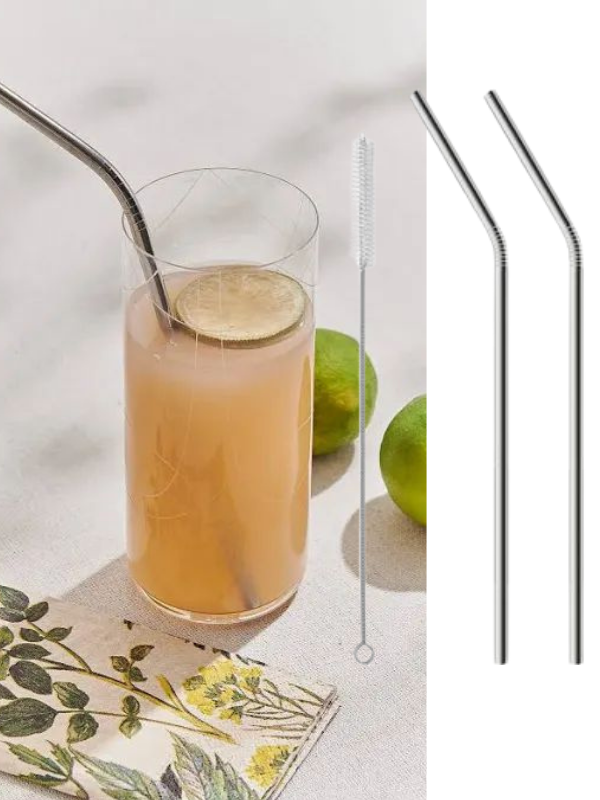 Mucit Home 2 Li Paslanmaz Çelik Pipet + Temizleme Fırçası