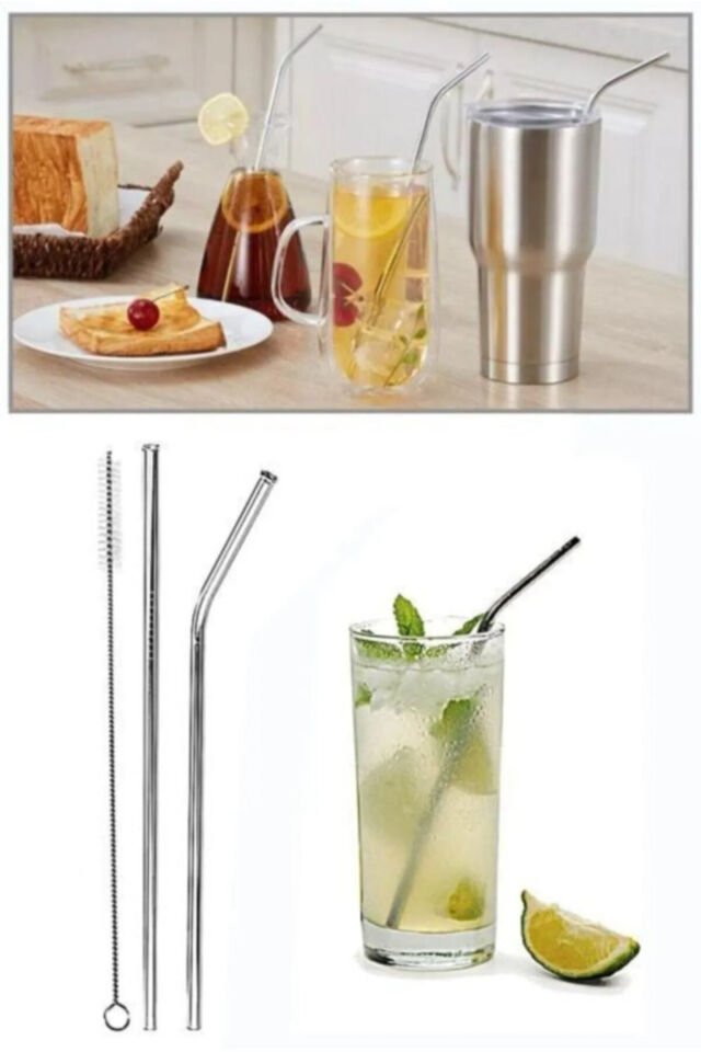 Mucit Home 2 Li Paslanmaz Çelik Pipet + Temizleme Fırçası