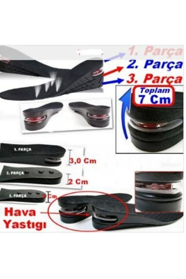 Mucit Home 7 Cm Tam Boy Uzatıcı Tabanlık Hava Yastıklı Boyuzatan Ayakkabı Tabanlığı Gizli Topuk Yükseltici