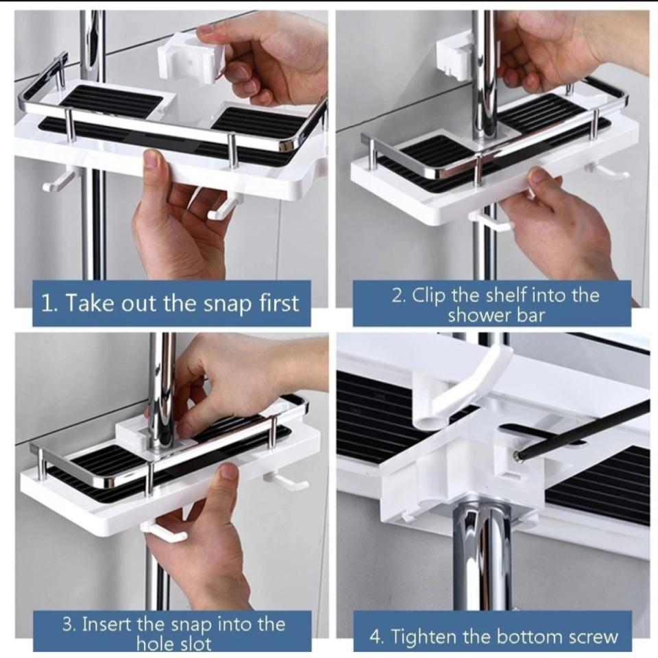Mucit Home  Lüx Paslanmaz Şampuanlık Organizer Banyo Duş Rafı Duş Borusuna Sabitlenir