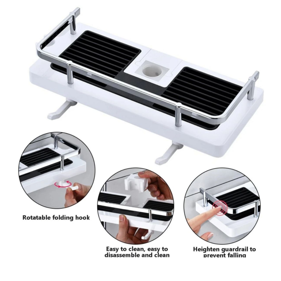 Mucit Home  Lüx Paslanmaz Şampuanlık Organizer Banyo Duş Rafı Duş Borusuna Sabitlenir