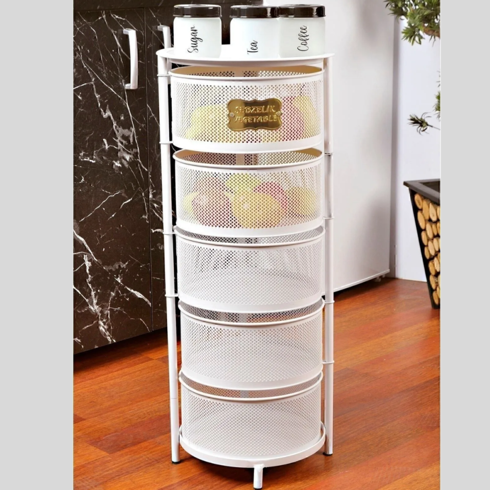 Mucit Home  Beyaz Sebzelik 5 Katlı Açılır Kapanır Paslanmaz