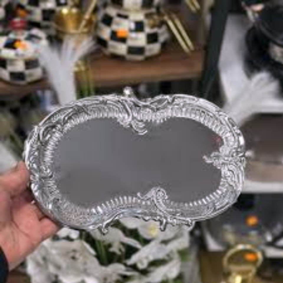 Mucit Home  Bulut Metal Tepsi  Kahve Sunum  Paslanmaz  sunum tepsi  Dantel Model   Tepsi 1  Adet