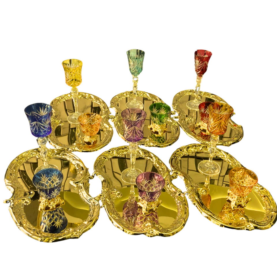 Mucit Home  Bulut Model Tepsi  Paslanmaz Bulut Gold Model Kahve Sunum tepsi 6 adet