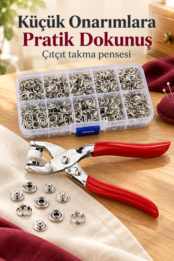 Mucit Home   Çıt Çıt ve El Pensesi Çıt Çıt Çakım Takma Seti Makine Metal 9.5 MM