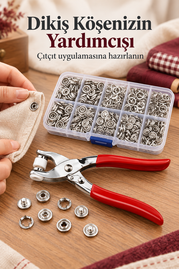 Mucit Home   Çıt Çıt ve El Pensesi Çıt Çıt Çakım Takma Seti Makine Metal 9.5 MM