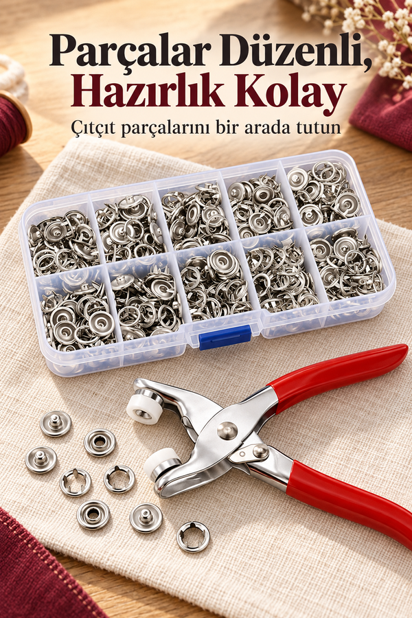 Mucit Home   Çıt Çıt ve El Pensesi Çıt Çıt Çakım Takma Seti Makine Metal 9.5 MM