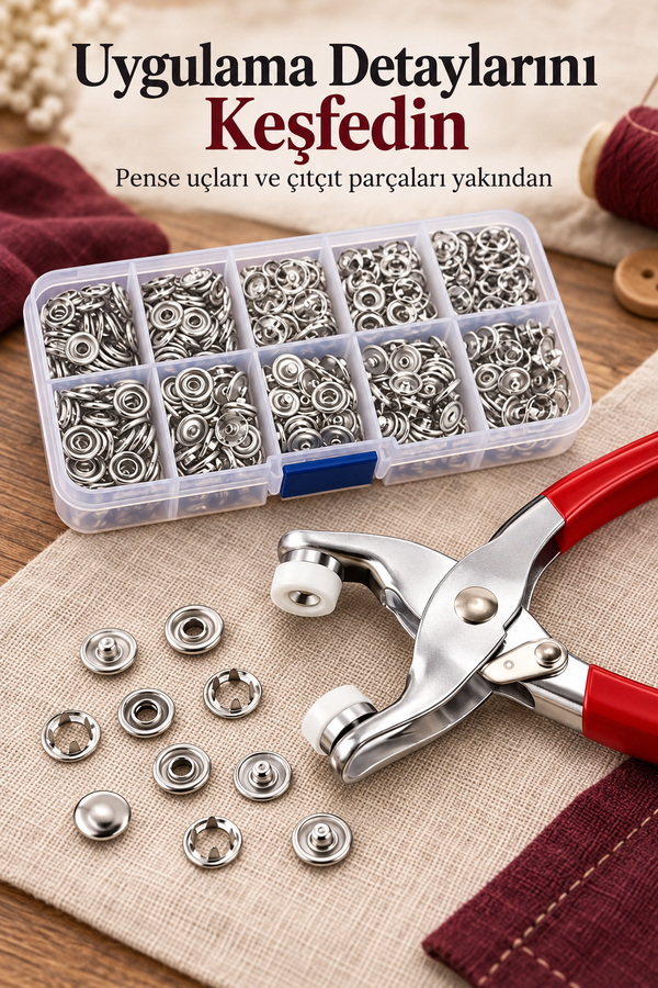 Mucit Home   Çıt Çıt ve El Pensesi Çıt Çıt Çakım Takma Seti Makine Metal 9.5 MM