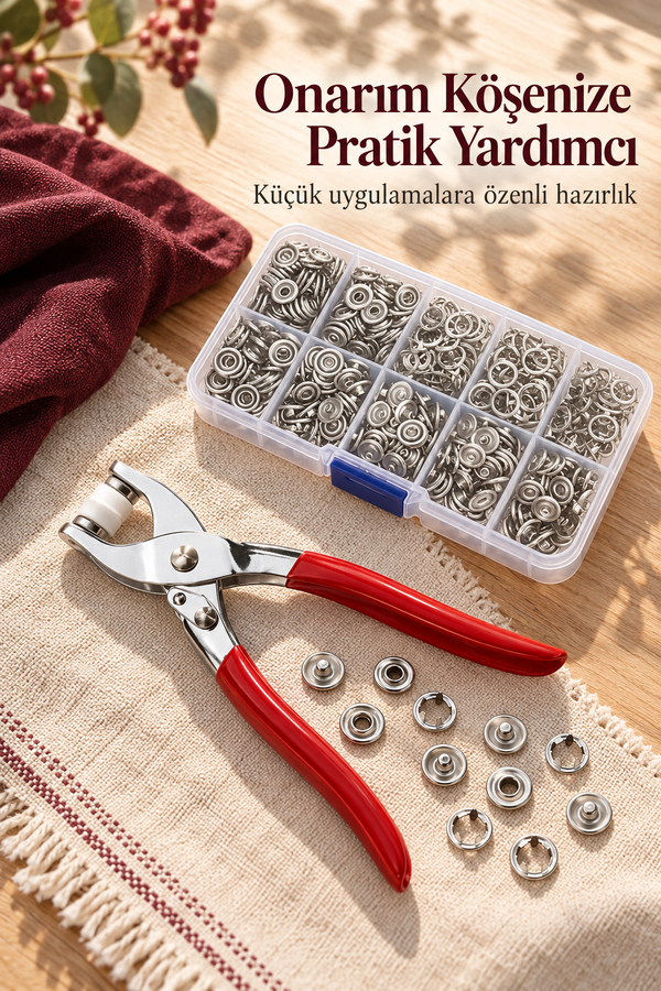 Mucit Home   Çıt Çıt ve El Pensesi Çıt Çıt Çakım Takma Seti Makine Metal 9.5 MM