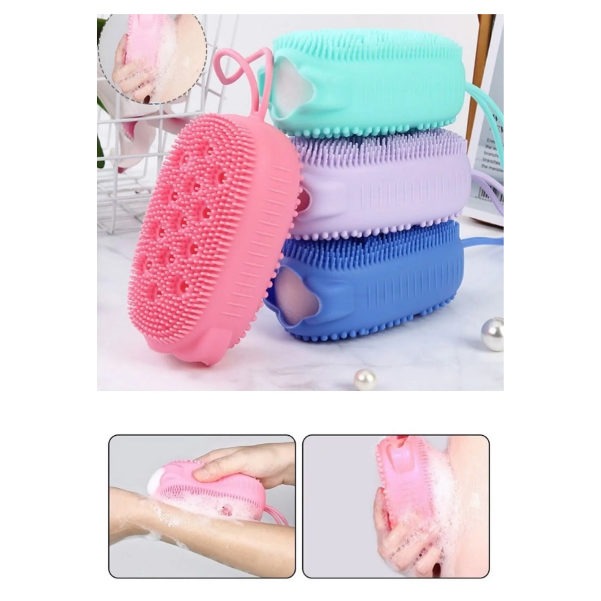 Mucit Home  Silikon Hazneli Duş Lifi – Masajlı ve Yumuşak Kese