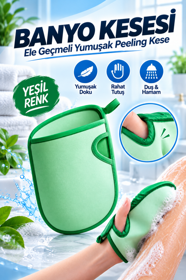 Mucit Home Ele Geçmeli Vücut Kesesi Cilt temizleyici Ölü Deri Sökücü Giderici Kese Lif Banyo Hamam Kesesi