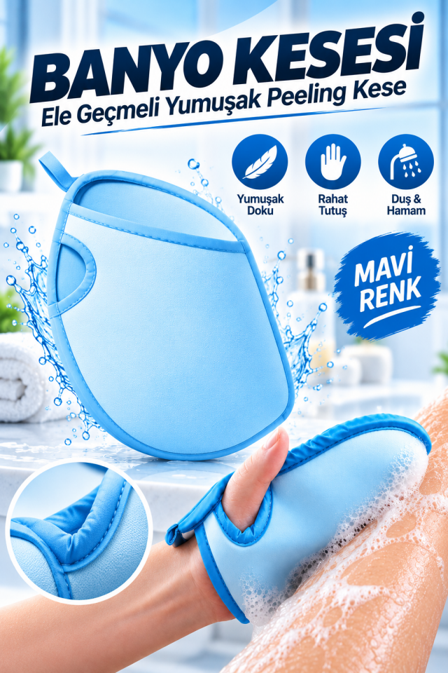 Mucit Home Ele Geçmeli Vücut Kesesi Cilt temizleyici Ölü Deri Sökücü Giderici Kese Lif Banyo Hamam Kesesi