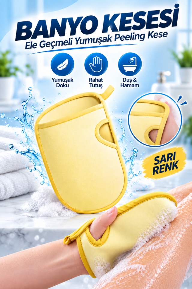 Mucit Home Ele Geçmeli Vücut Kesesi Cilt temizleyici Ölü Deri Sökücü Giderici Kese Lif Banyo Hamam Kesesi