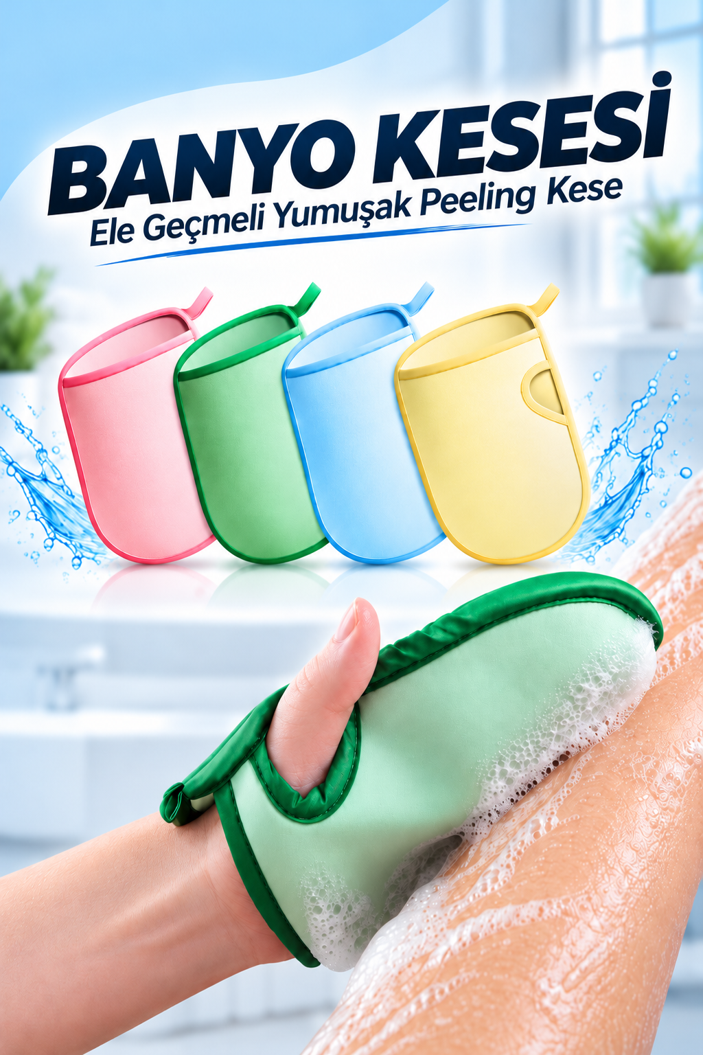 Mucit Home Ele Geçmeli Vücut Kesesi Cilt temizleyici Ölü Deri Sökücü Giderici Kese Lif Banyo Hamam Kesesi