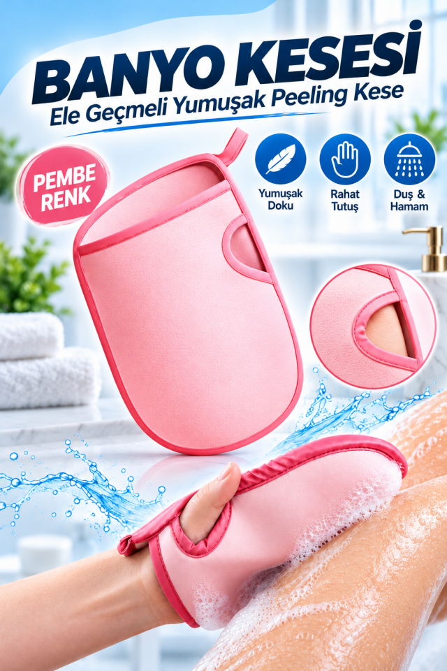 Mucit Home Ele Geçmeli Vücut Kesesi Cilt temizleyici Ölü Deri Sökücü Giderici Kese Lif Banyo Hamam Kesesi