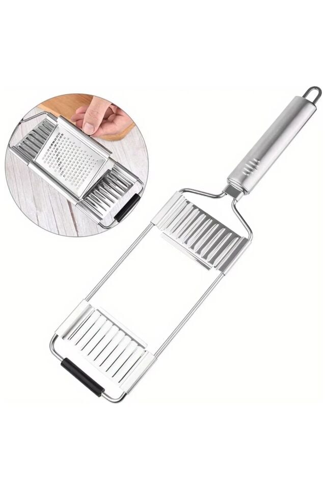 3 Başlıklı Paslanmaz Sebze Dilimleyici – Ergonomik Tutma Kolu & Kaydırmaz Taban