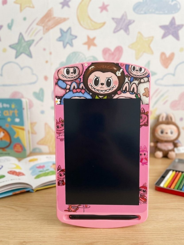 Mucit Home Labubu Detaylı Kalemli Çocuk Tablet-Karne Okul Hediyesi Yaz Sil Yazı Tahtası