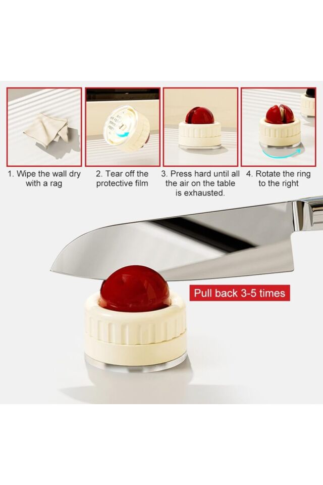 Mucit Home Masa Tezgah Fayans Üstüne Vantuzlu Bıçak Bileme Aparatı Bıçak Bileyici Satır Bileyici