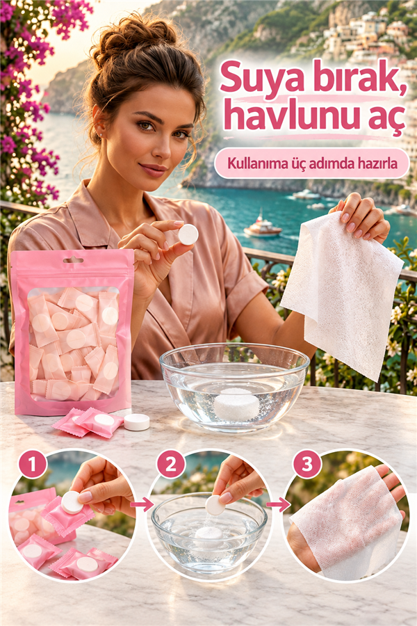 Mucit Home 20 Adet Sıkılaştırılmış Kapsül Islak Mendil Havlu Taşınabilir Seyahat Mendili