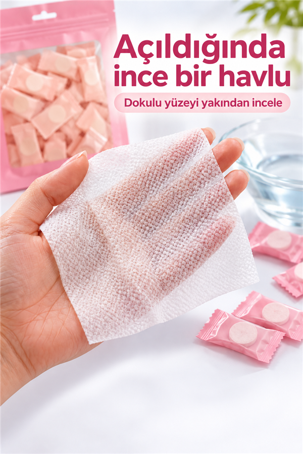 Mucit Home 20 Adet Sıkılaştırılmış Kapsül Islak Mendil Havlu Taşınabilir Seyahat Mendili
