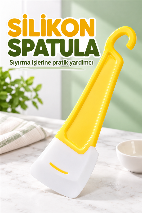 Mucit Home Tava Taban Temizliği İçin Silikon Spatula Tava ve Bulaşık Yıkamak için Silikon Sıyırıcı