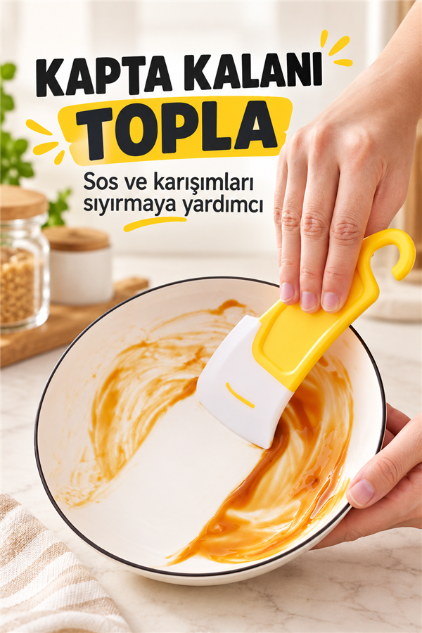 Mucit Home Tava Taban Temizliği İçin Silikon Spatula Tava ve Bulaşık Yıkamak için Silikon Sıyırıcı