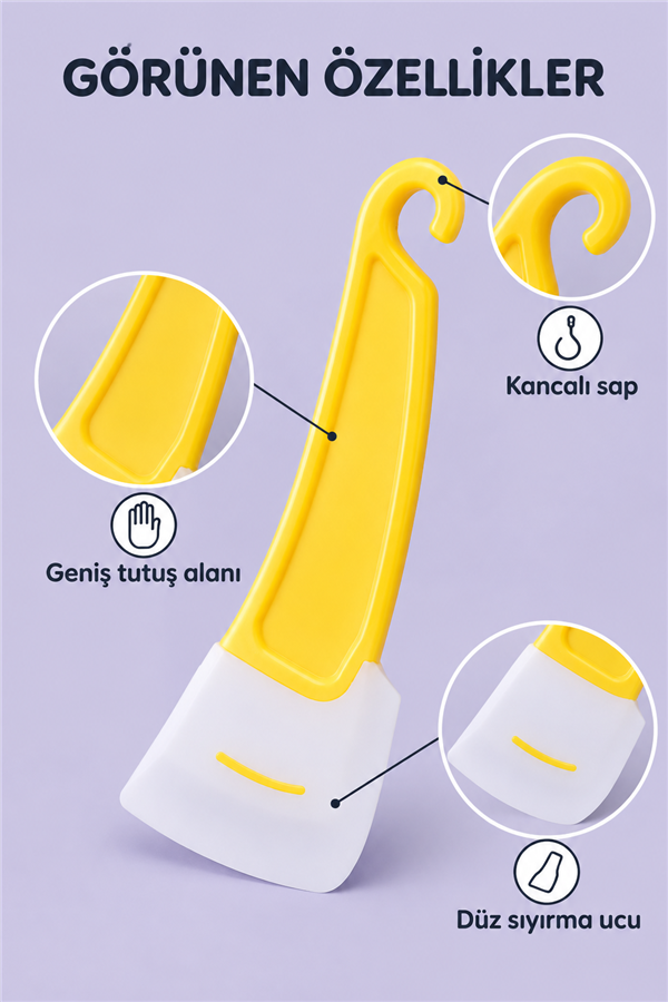 Mucit Home Tava Taban Temizliği İçin Silikon Spatula Tava ve Bulaşık Yıkamak için Silikon Sıyırıcı