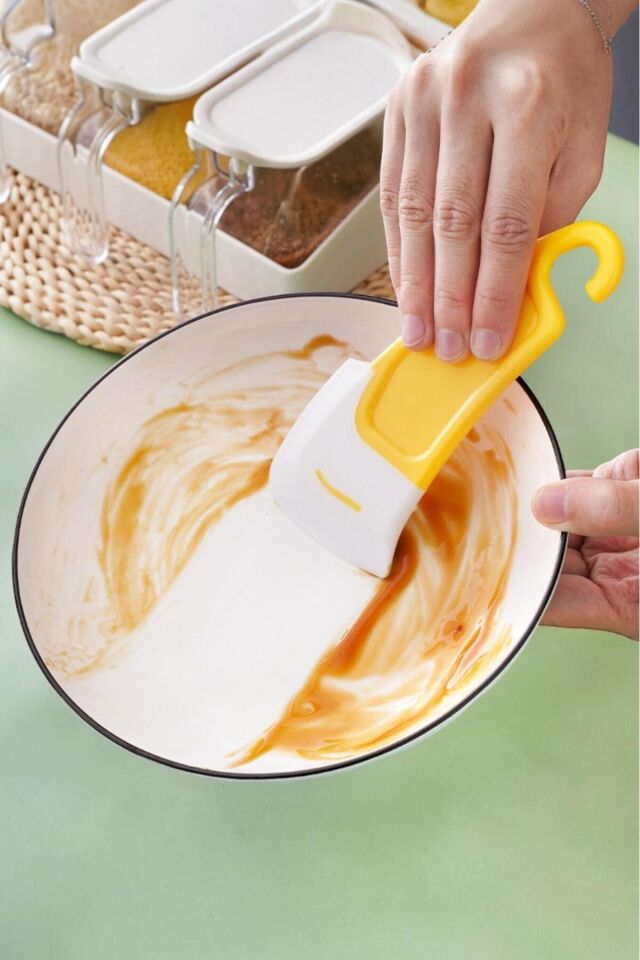 Mucit Home Tava Taban Temizliği İçin Silikon Spatula Tava ve Bulaşık Yıkamak için Silikon Sıyırıcı