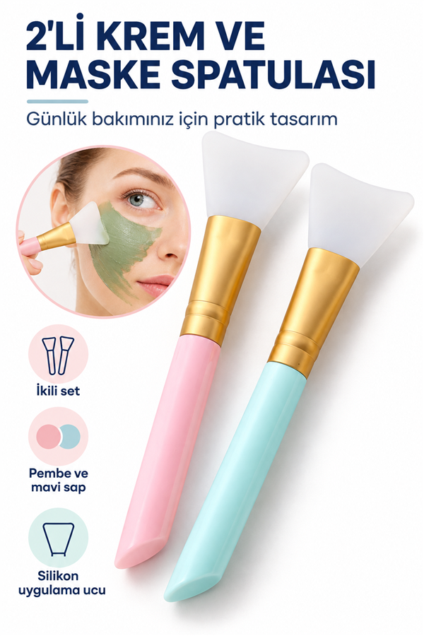 Mucit Home 2 Li Krem Maske Spatulası Kolay Uygulama Fırçası