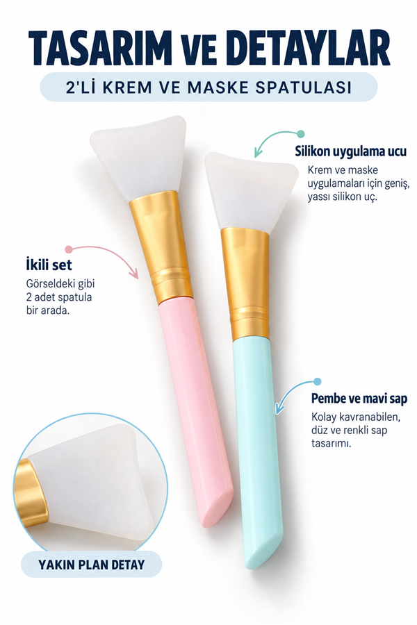Mucit Home 2 Li Krem Maske Spatulası Kolay Uygulama Fırçası