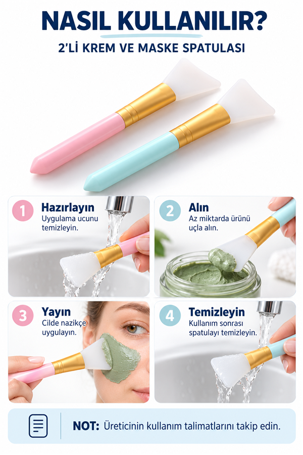 Mucit Home 2 Li Krem Maske Spatulası Kolay Uygulama Fırçası
