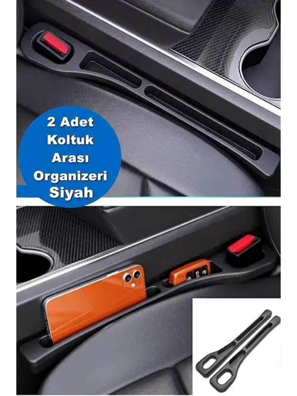 Mucit Home 2 Adet Araba Koltuk Arası Düşme Engelleyici Organizer Araç İçi Telefon Tutucu Siyah Renk